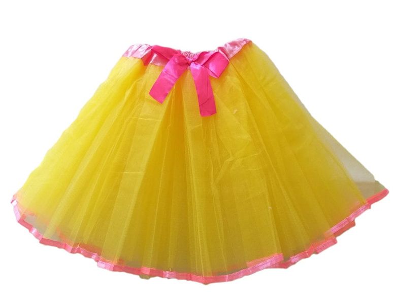 G4A - Kids Tutu Skirt - Yellow with Pink Ribbon Trim