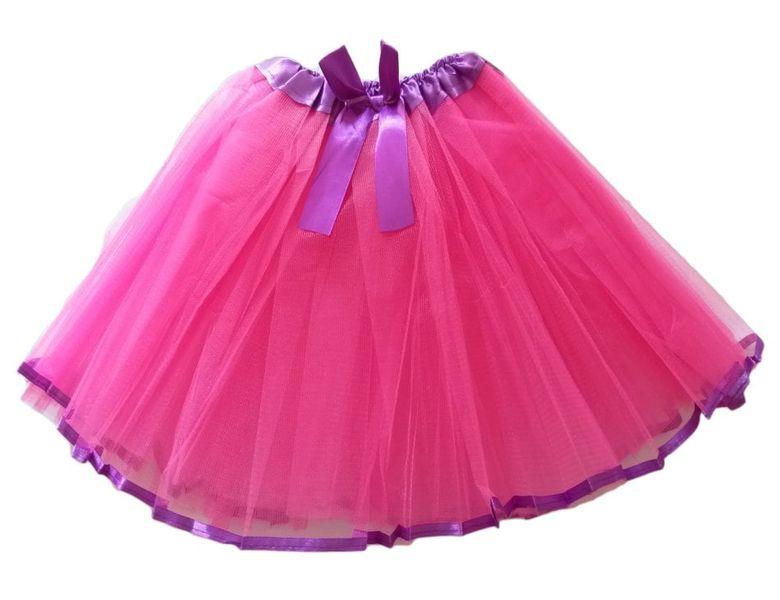 G4A - Kids Tutu Skirt - Pink with Purple Ribbon Trim