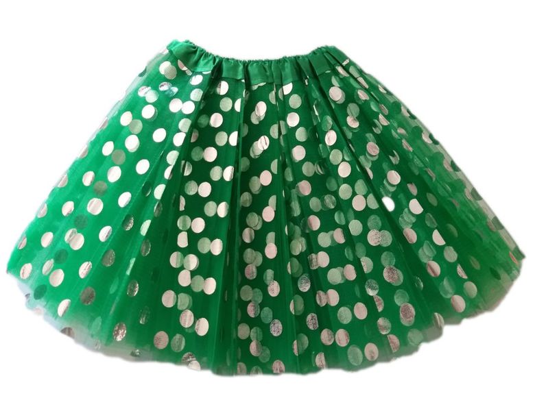 G4A - Kids Silver Dot Tutu Skirt - Dark Green
