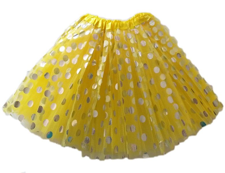G4A - Kids Silver Dot Tutu Skirt - Yellow