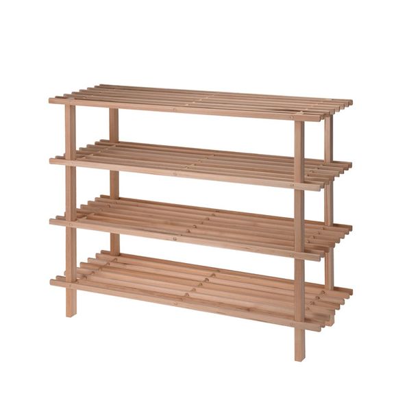 Eco-Friendly Firwood Shoe Rack - 4 Shelves