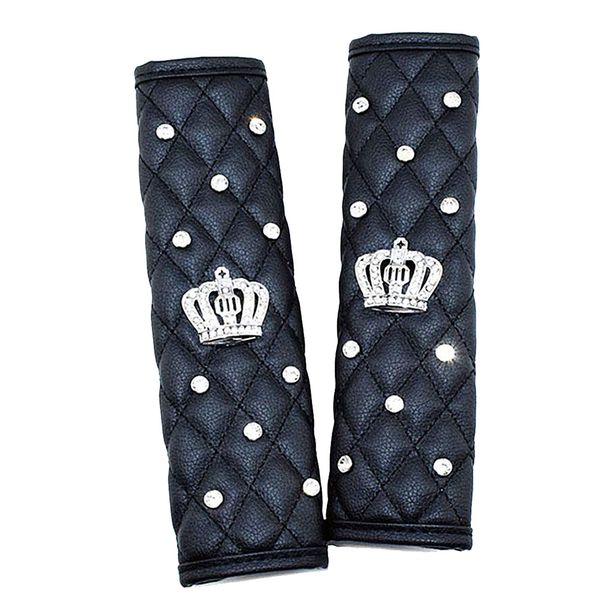 2 Piece Luxury Shinning Crown &amp; Diamonds Car Seat Shoulder Strap Cover