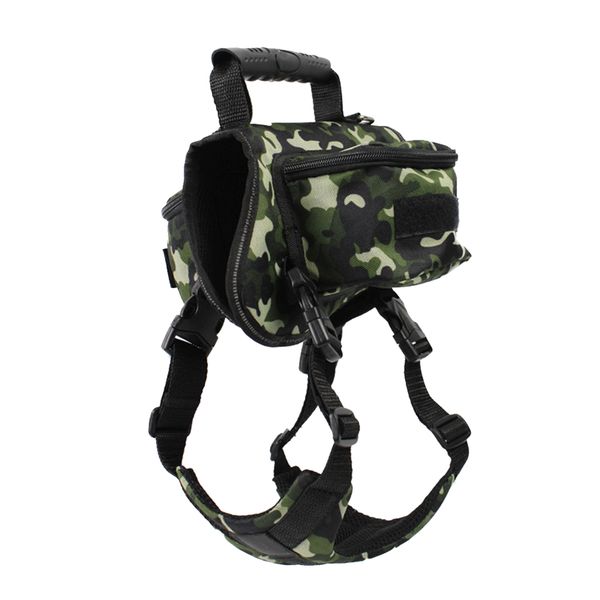 Outdoor Adjustable Pet Saddle Bag Dog Harness Backpack - Green Camouflage