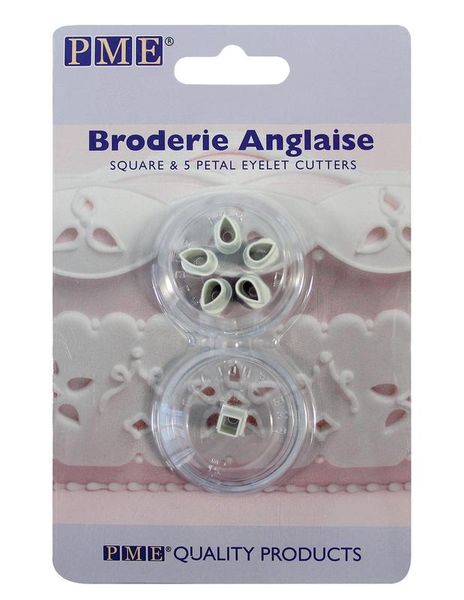 Broderie Anglaise Square &amp; 5 Petal Eyelet Cutters Set/2