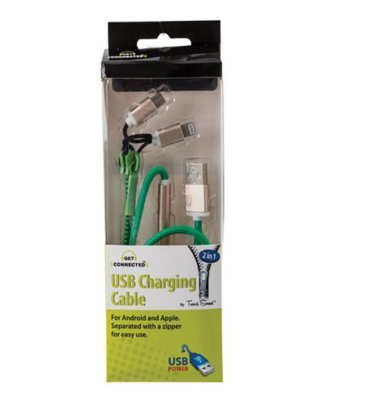 Dual Purpose Charging Cable Android/iPhone Zip 1m