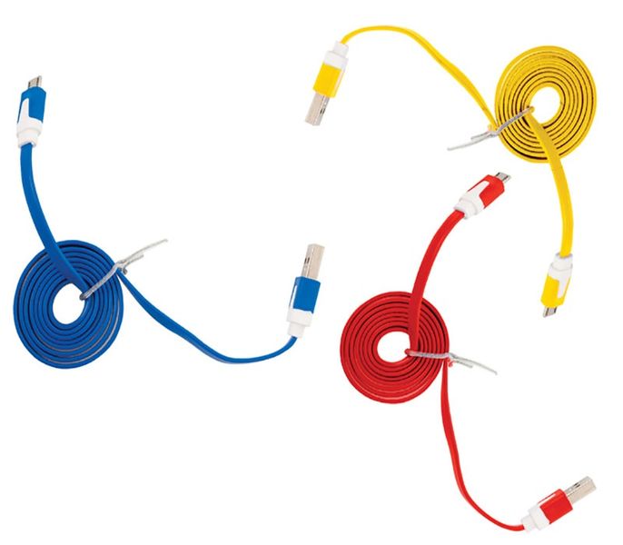 Bulk Pack x 3 USB Cable Charger Android Flat 90cm