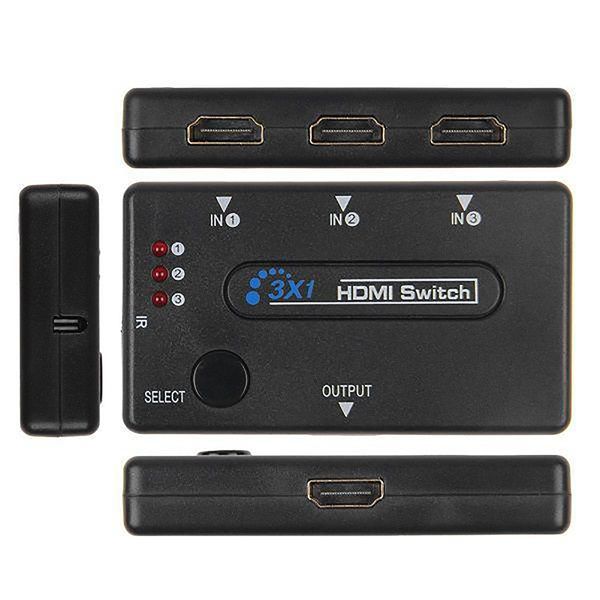 3 x 1 HDMI Splitter Switcher 3 Port Hub Box 1080P HD 3D