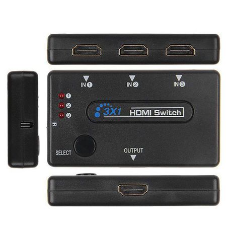 4K 1080P 3x1 HDMI Switcher Cable Adapter 3 In 1 Out Switch PC To