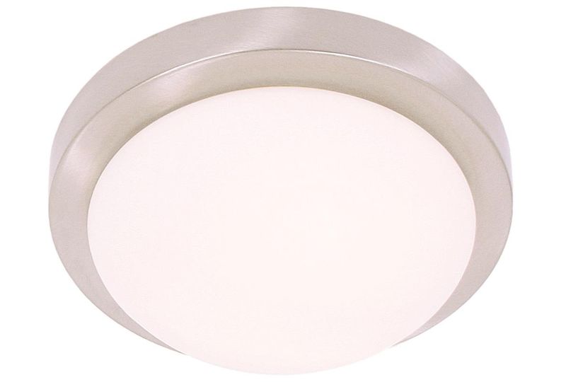 Satin Chrome Ceiling Fitting with White Glass