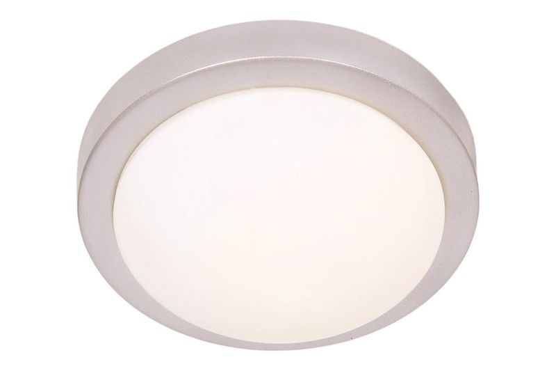 Silver Base Ceiling Fitting with White Glass