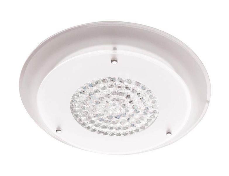 Polished Chrome Ceiling Fitting with White Glass and Crystals