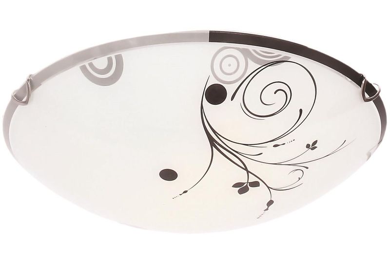 Floral Patterned Glass Ceiling Fitting with Chrome Clips