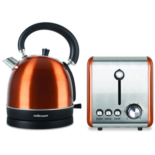 Mellerware Pack 2 Piece Set Stainless Steel Kettle And Toaster "Copper" #
