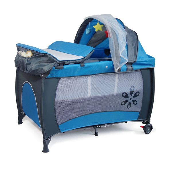 Baby Centre Travel Cot With Folding Mattress - Blue