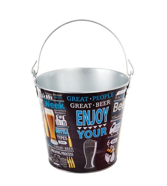 Ice Bucket Tinplate 22x18cm Decorated