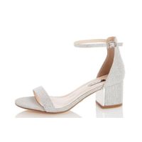 quiz silver shimmer cross strap sandals