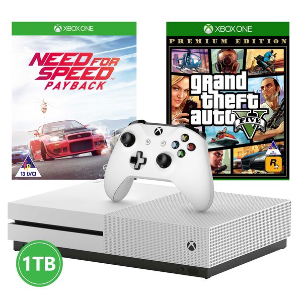 Xbox One S 1TB Console + Need for Speed PAYBACK + Grand Theft Auto V (Xbox One)