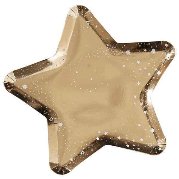 Pop The Bubbly Paper Plates Star Shaped - Gold