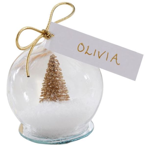 Gold Glitter Place Cards of 4 Snow Globe - Gold