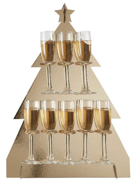 Gold Glitter Prosecco Wall Christmas Tree - Gold