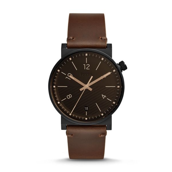 Fossil Barstow Three-Hand Date Brown Leather Watch-FS5552