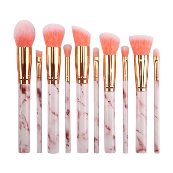 Professional 10 Piece Marble Brush Set - Pink