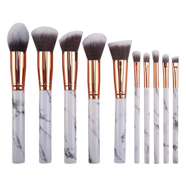 Professional 10 Piece Marble Brush Set - White