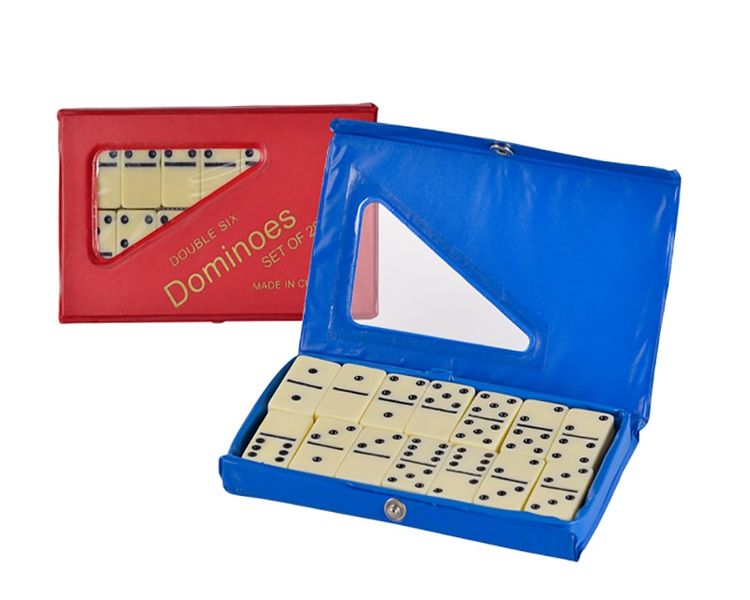 Bulk Pack x 2 Faux Ivory Dominoes Set In Carry Case