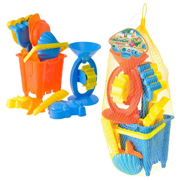 Bulk Pack x 2 Beach Bucket Play Set Bucket &amp; 15 Pieces