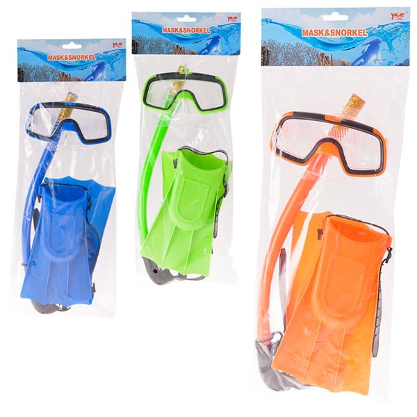 Bulk Pack x 3 Kids Swim Set Plastic Snorke, Mask &amp; Fippers