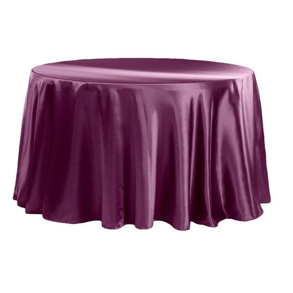 Satin Round Tablecloth 3.4m - Plum