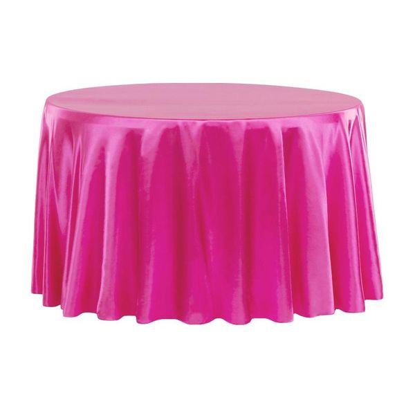 Satin Round Tablecloth 3.4m - Fuchsia