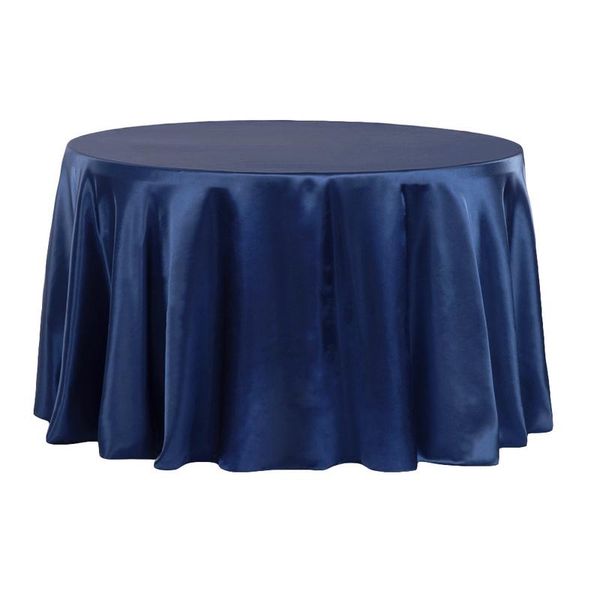 Satin Round Tablecloth 3.4m - Navy Blue