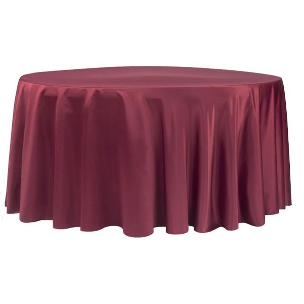Satin Round Tablecloth 3.4m - Burgundy