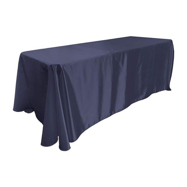 Satin Rectangular Tablecloth 3.3 x 2.3m - Navy Blue