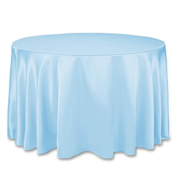 Satin Round Tablecloth 3.4m - Baby Blue