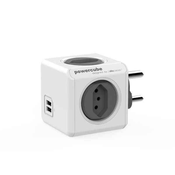 Allocacoc PowerCube Grey Type N Sockets x 4 + USB