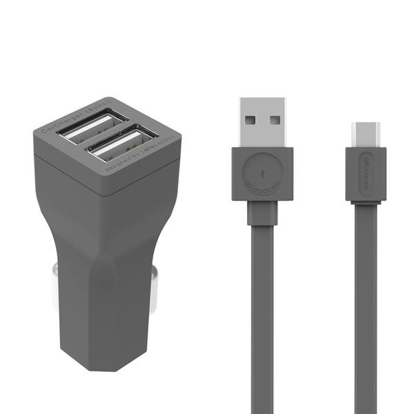 Allocacoc CarCharger Grey + USBcable microUSB