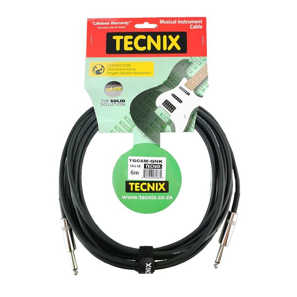 Tecnix Guitar Cable 6m-Jack to Jack -Black