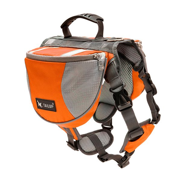 Reflective Adjustable Pet Saddle Bag Harness Backpack - Orange (Size:L)