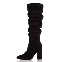 quiz black knee high boots