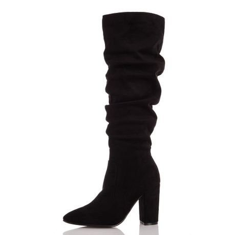 ladies black suede knee high boots
