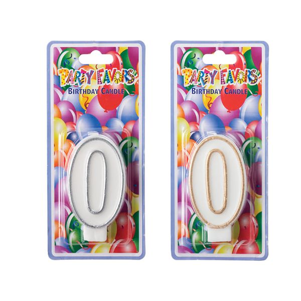 Bulk Pack x 2 Large Birthday Candle In Silver Or Gold Number 8