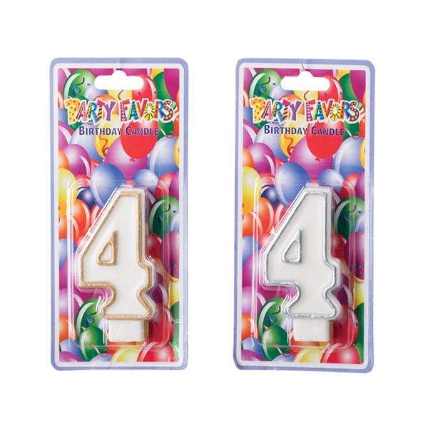 Large Birthday Candle In Silver Or Gold Number 4 (4 Pack)