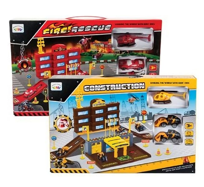 Bulk Pack x 2 Boys Playset Fire &amp; Construction 38x25cm