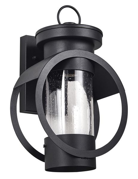 Round Black Die Cast Aluminium Lantern with Speckled Glass Lantern