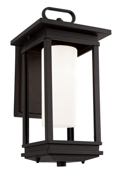 Black Down Facing Aluminium Lantern with Frosted Glass