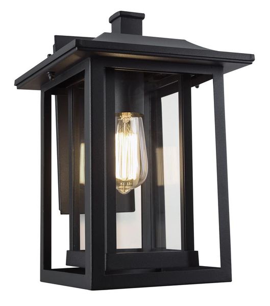 Brightstar Black Down Facing Aluminium Lantern with Clear Glass
