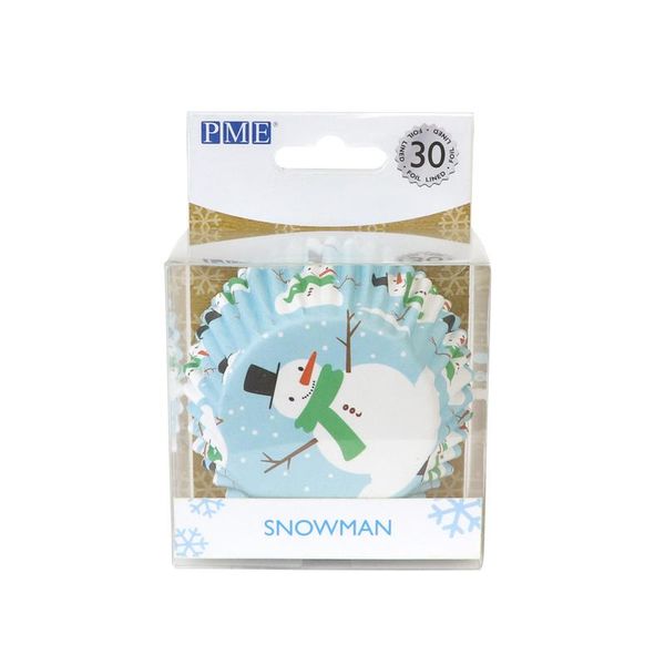 PME Christmas Snowman Cupcake Cases, Foil Lined, Pack of 30