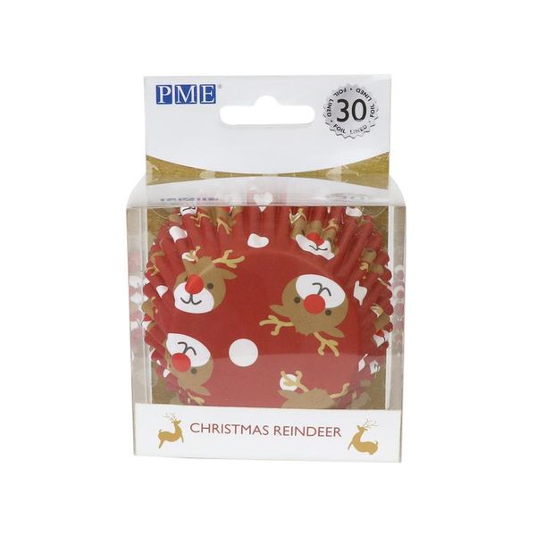 PME Christmas Reindeer Cupcake Cases, Foil Lined, Pack of 30